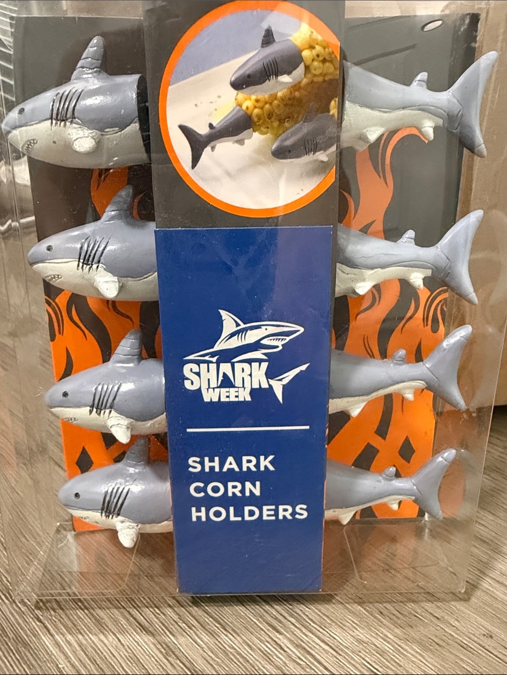 Shark Week Shark Corn Holders - Gray & White